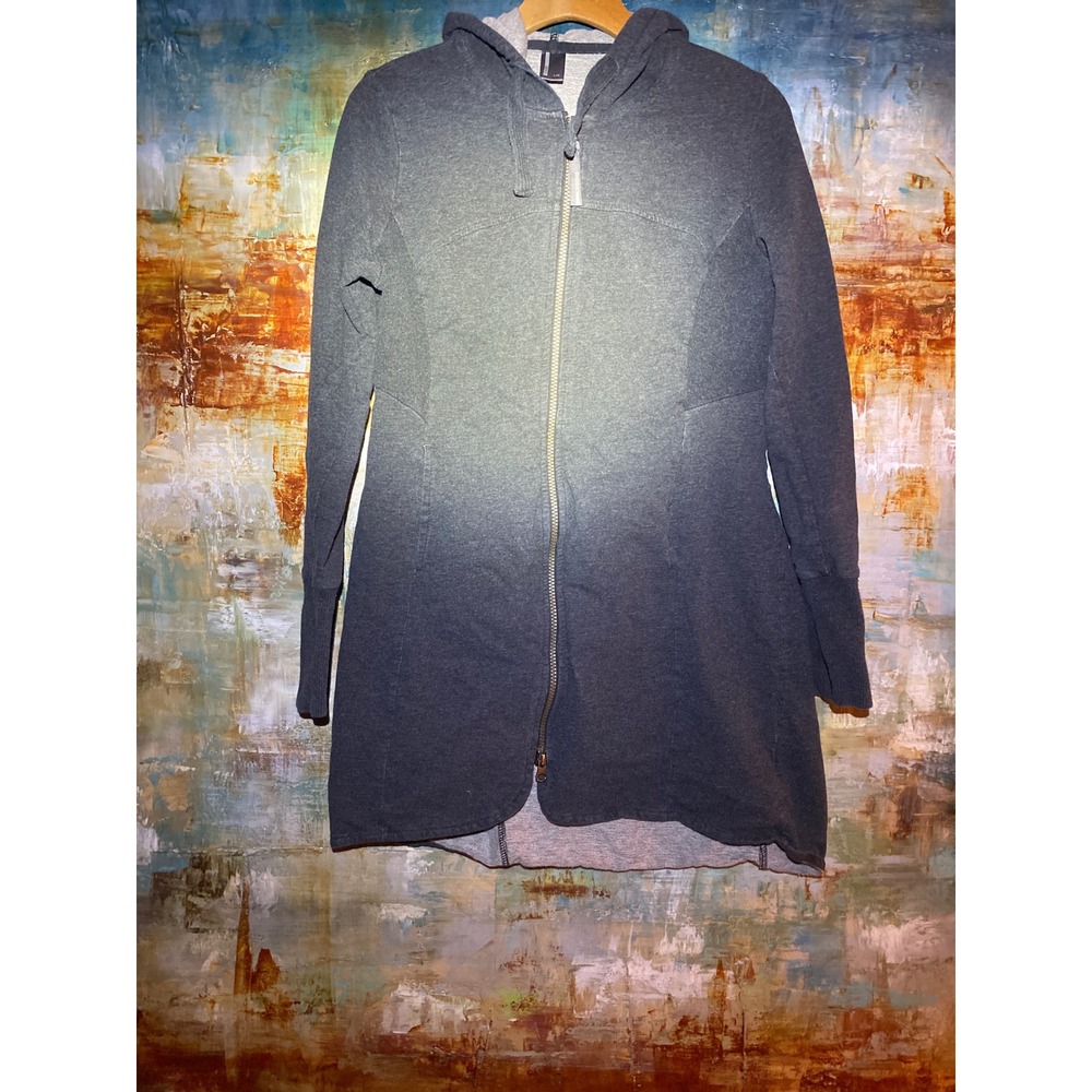 Mondetta Womens Large Charcoal Grey Longline Full Zip Hoodie Jacket 244957